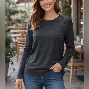 Calvin Klein Dark Gray Sweater top with Quilted Shoulders